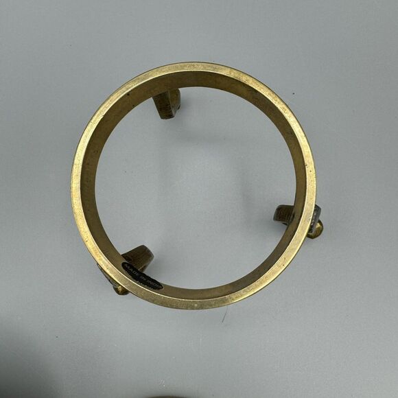 Vtg Handpainted Raised Floral Brass 2 Pc Egg Trinket Box with Brass Stand 5 inch - Picture 5 of 11